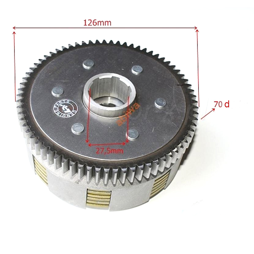 Embraiagem (completa, de 6 discos), 30mm / 70 dentes / 127mm (largura da cremalheira 12,5mm)