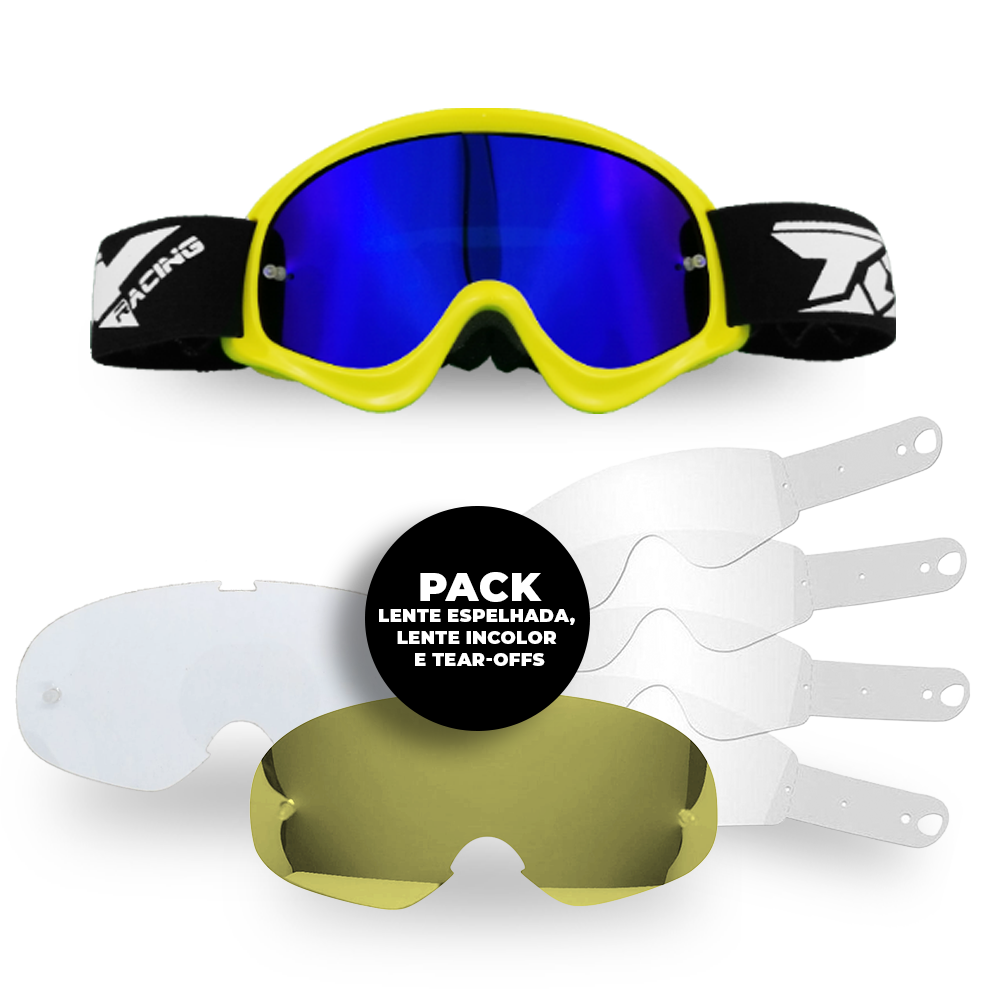 Pack Oculos Criança + Lente Espelhada + Lente Incolor + Tear Off's