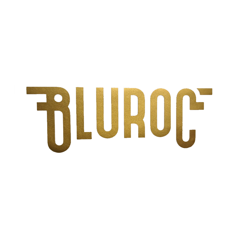Autocolante &quot;BLUROC&quot; Dourado (90mmx31mm) - Bullit/Bluroc