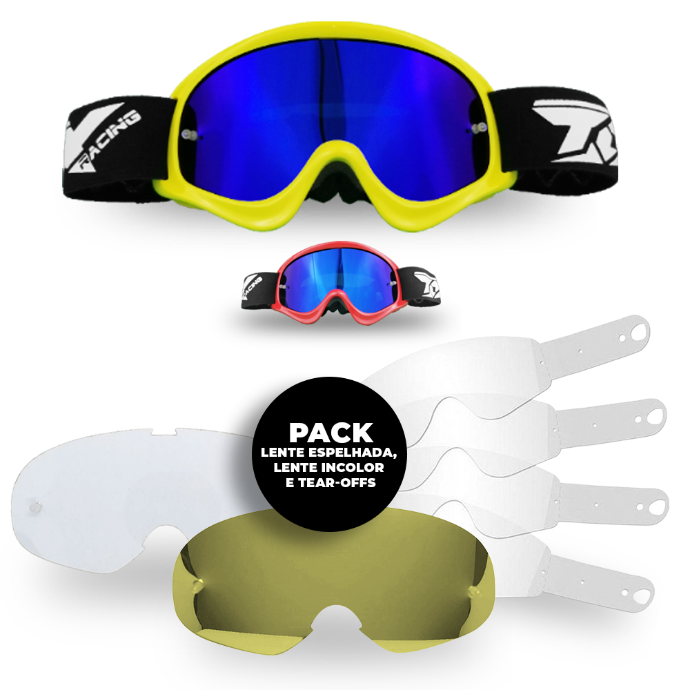 Pack Oculos Criança + Lente Espelhada + Lente Incolor + Tear Off's