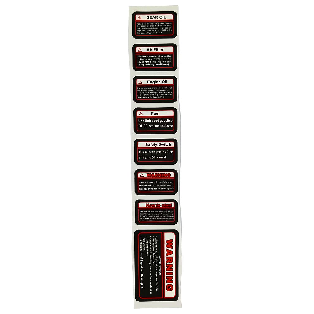 Autocolantes de aviso - Mytos (EVO 50 / 125)