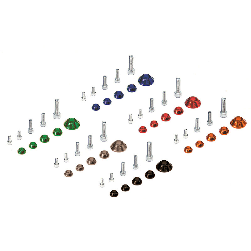 Kit Parafusos + anilhas CNC p/ Deposito e Plasticos (2xM5 / 2xM6 / 1xM8), YCF