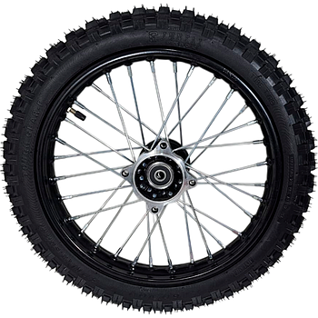 Jante Dianteira + Pneu 60/100-14 (1.40x14", Eixo 12mm) - Pitbike