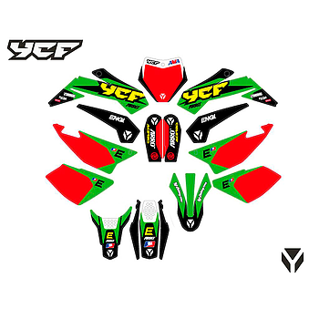 KIT Autocolante Racing (Incompleto)  2022 (Verde) - YCF (LITE/ START/ PILOT/ SP/ SM)