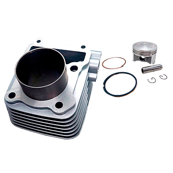 Kit - Cilindro (S/ Orificio da sonda) (S/ EGR) (150cc / 62mm) + piston (S/ Juntas) - Bluroc/Bullit (GN/GS125 K157FMI)